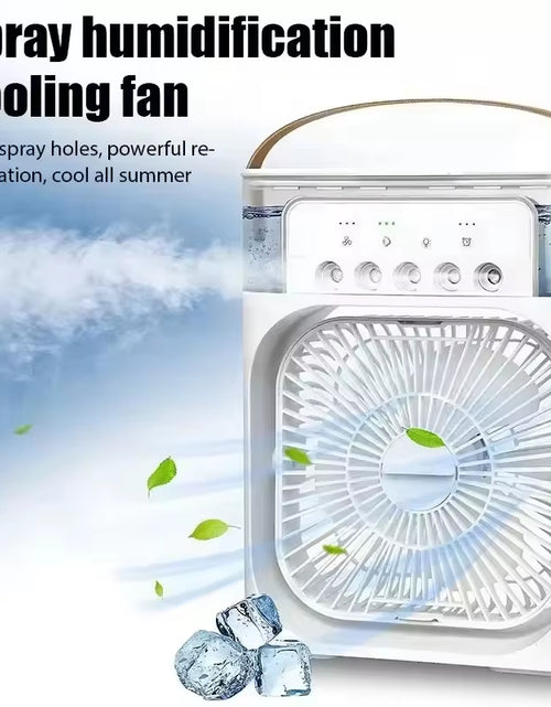 Load image into Gallery viewer, Portable Fan Air Conditioners USB Electric Fan Air Cooler LED Night Light Water Mist Fun 3 in 1 Air Humidifier for Home
