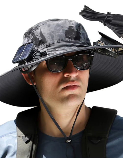 Load image into Gallery viewer, BreezeGuard™ Solar Fan Hat – Cool Comfort Under the Sun
