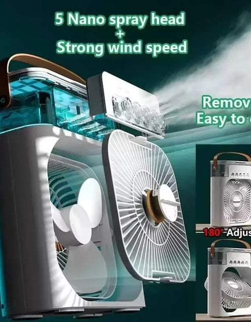 Load image into Gallery viewer, Portable Fan Air Conditioners USB Electric Fan Air Cooler LED Night Light Water Mist Fun 3 in 1 Air Humidifier for Home
