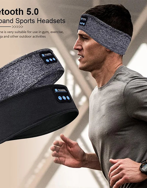 Load image into Gallery viewer, Enjoying Wireless Bluetooth Sleep Headband – Sleep, Sweat, and Stream in Total Comfort
