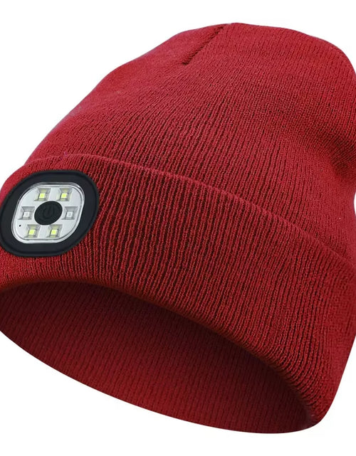 Load image into Gallery viewer, GlowGear™ LED Beanie Hat: USB Rechargeable Winter Headlamp Cap for Warmth &amp; Hands-Free Light
