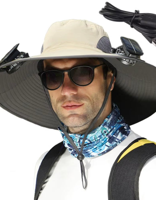 Load image into Gallery viewer, BreezeGuard™ Solar Fan Hat – Cool Comfort Under the Sun
