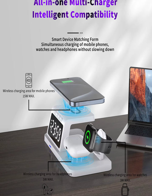 Load image into Gallery viewer, PowerHub Pro 3-in-1: Fast Wireless Charger, Smart Clock &amp; Alarm – All in One Sleek Device
