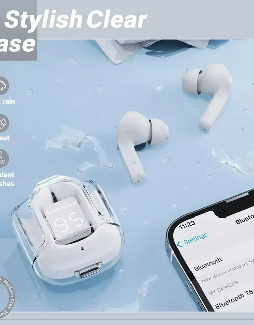 Load image into Gallery viewer, CrystalBeats BT30: Transparent TWS Bluetooth 5.3 Earbuds with Digital Display &amp; Noise Canceling
