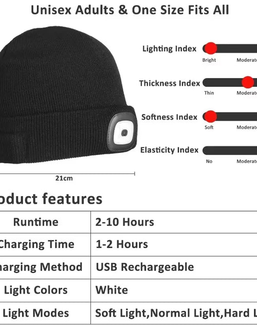 Load image into Gallery viewer, GlowGear™ LED Beanie Hat: USB Rechargeable Winter Headlamp Cap for Warmth &amp; Hands-Free Light
