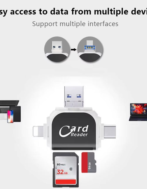 Load image into Gallery viewer, 4-in-1 Card Reader Adapter – Instantly Access Your Camera Shots Anywhere

