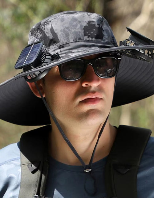 Load image into Gallery viewer, BreezeGuard™ Solar Fan Hat – Cool Comfort Under the Sun
