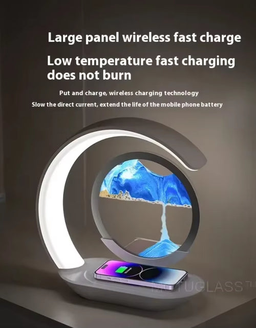Load image into Gallery viewer, GlowSand™ 3-in-1 Hourglass Lamp: Wireless Charger, Sand Art &amp; Mood Light in One Elegant Design
