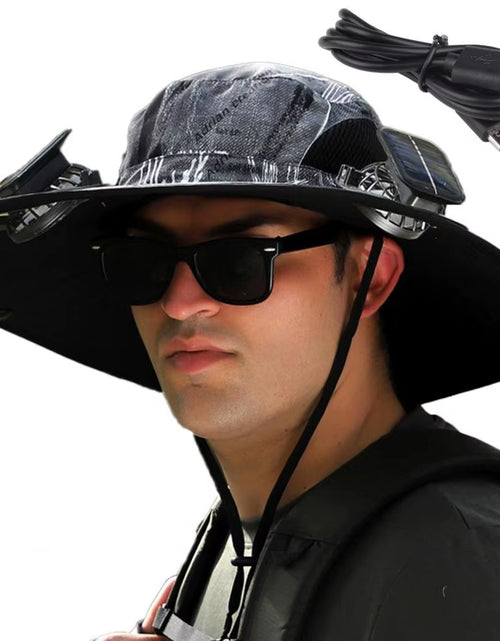Load image into Gallery viewer, BreezeGuard™ Solar Fan Hat – Cool Comfort Under the Sun
