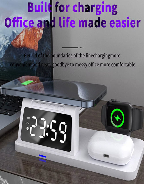 Load image into Gallery viewer, PowerHub Pro 3-in-1: Fast Wireless Charger, Smart Clock &amp; Alarm – All in One Sleek Device
