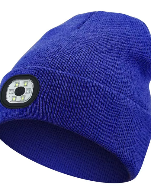 Load image into Gallery viewer, GlowGear™ LED Beanie Hat: USB Rechargeable Winter Headlamp Cap for Warmth &amp; Hands-Free Light
