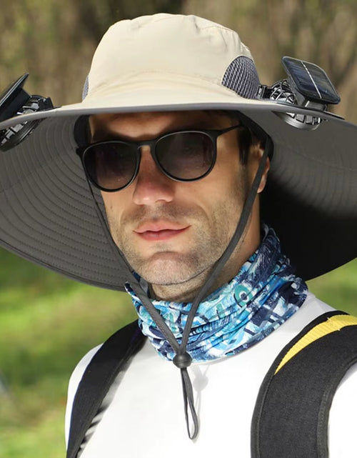Load image into Gallery viewer, BreezeGuard™ Solar Fan Hat – Cool Comfort Under the Sun
