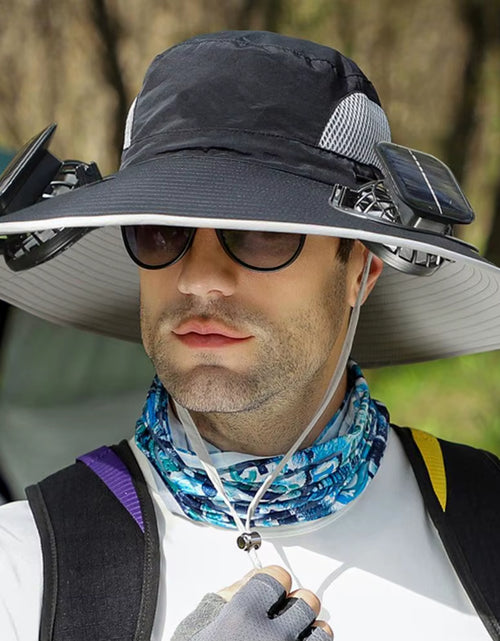 Load image into Gallery viewer, BreezeGuard™ Solar Fan Hat – Cool Comfort Under the Sun
