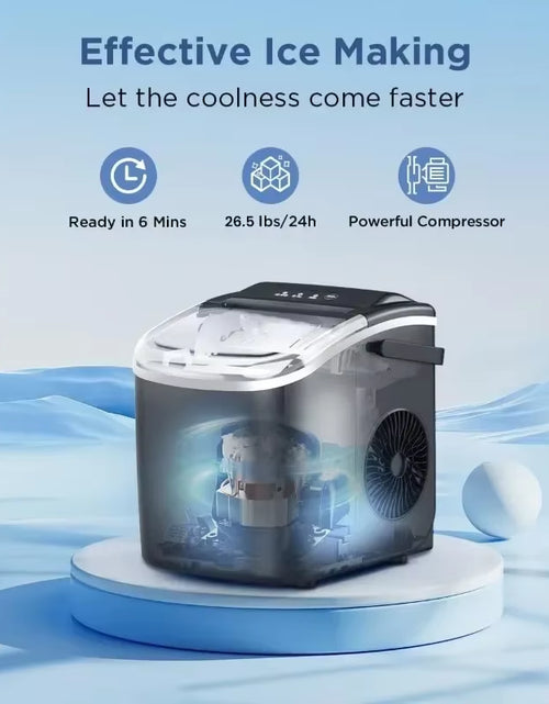 Load image into Gallery viewer, Ice Maker Countertop, Portable Machine with Self-Cleaning, 26.5Lbs/24Hrs, 9 Bullet Ice Cubes in 6 Mins, Basket
