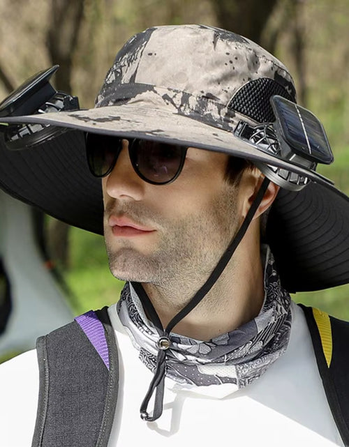 Load image into Gallery viewer, BreezeGuard™ Solar Fan Hat – Cool Comfort Under the Sun
