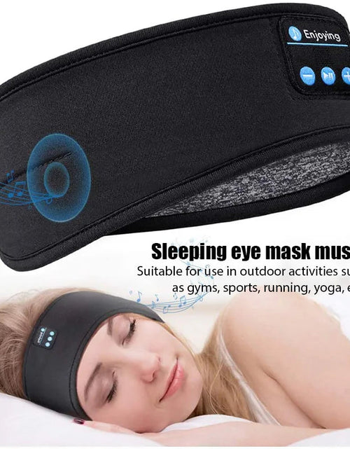 Load image into Gallery viewer, Wireless Bluetooth Headband Sleeping Headphones Sports Earphone Music Hat with Thin HD Stereo Speakers Eye Mask for Side Sleeper
