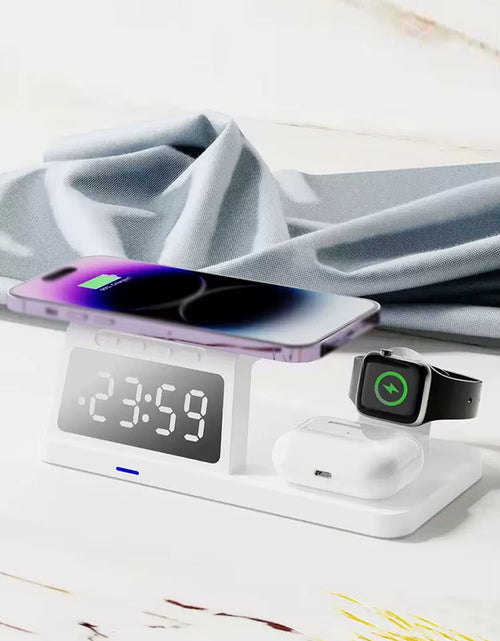 Load image into Gallery viewer, PowerHub Pro 3-in-1: Fast Wireless Charger, Smart Clock &amp; Alarm – All in One Sleek Device
