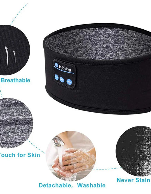 Load image into Gallery viewer, Enjoying Wireless Bluetooth Sleep Headband – Sleep, Sweat, and Stream in Total Comfort
