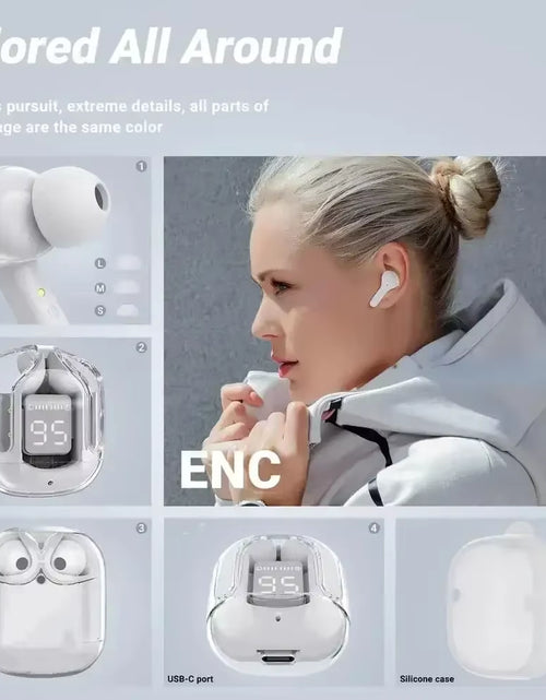 Load image into Gallery viewer, CrystalBeats BT30: Transparent TWS Bluetooth 5.3 Earbuds with Digital Display &amp; Noise Canceling
