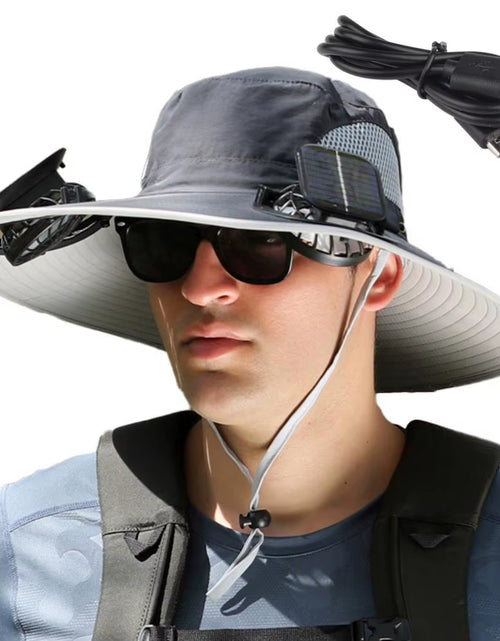 Load image into Gallery viewer, BreezeGuard™ Solar Fan Hat – Cool Comfort Under the Sun
