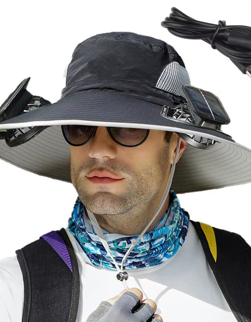 Load image into Gallery viewer, BreezeGuard™ Solar Fan Hat – Cool Comfort Under the Sun
